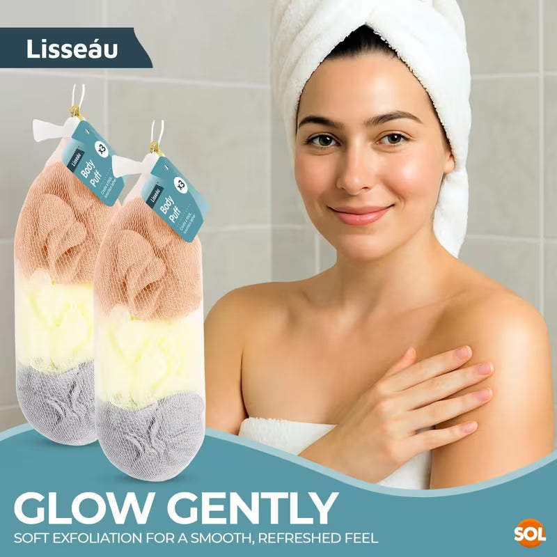 Soft Mesh Scrunchie Loofah for Deep Cleansing & Rich Lather Gentle Body Scrubber