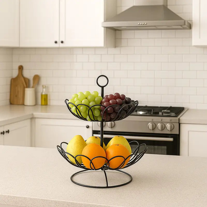 Stainless Steel Fruit Basket Hollow Design for Kitchen Home Office Restaurant Table Decor