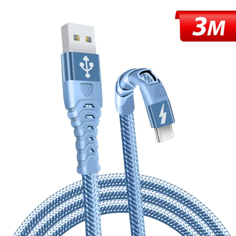 USB C Fast Charging Cable 3m Nylon Braided USB A to Type C Charging Cable