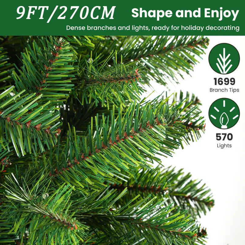 Pre Lit Christmas Tree LED Lights Easy Assembly Indoor Christmas Décor