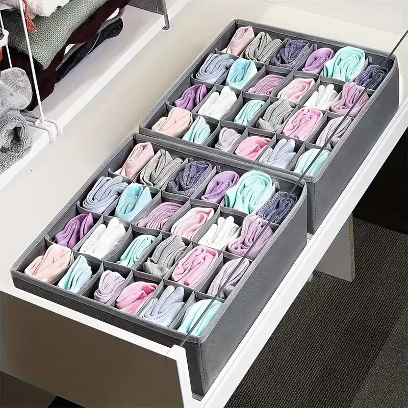 24 Compartment Foldable Fabric Closet Storage Box for Socks Ties