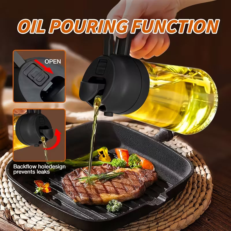 Oil Spray Bottle 470ML Plastic Kitchen Oil Bottle for Cooking BBQ Air Fryer Baking