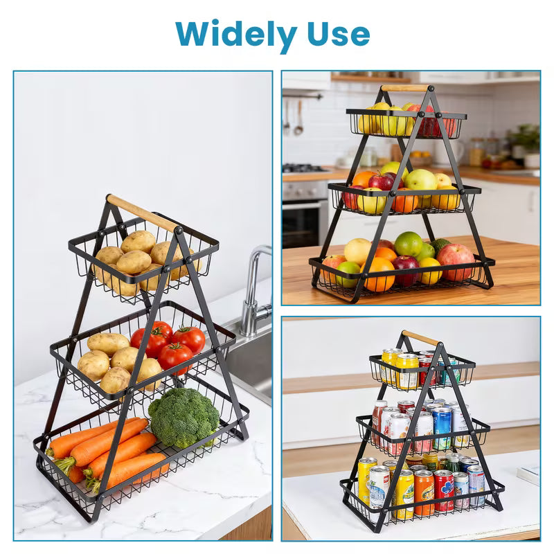 3 Tier Detachable Fruit Vegetable Basket Organizer for Kitchen Home Office