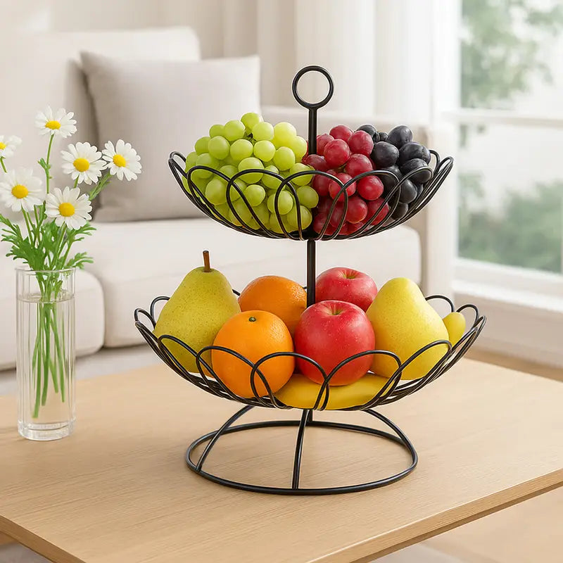 Stainless Steel Fruit Basket Hollow Design for Kitchen Home Office Restaurant Table Decor
