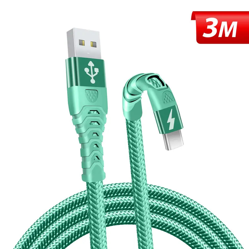 USB C Fast Charging Cable 3m Nylon Braided USB A to Type C Charging Cable
