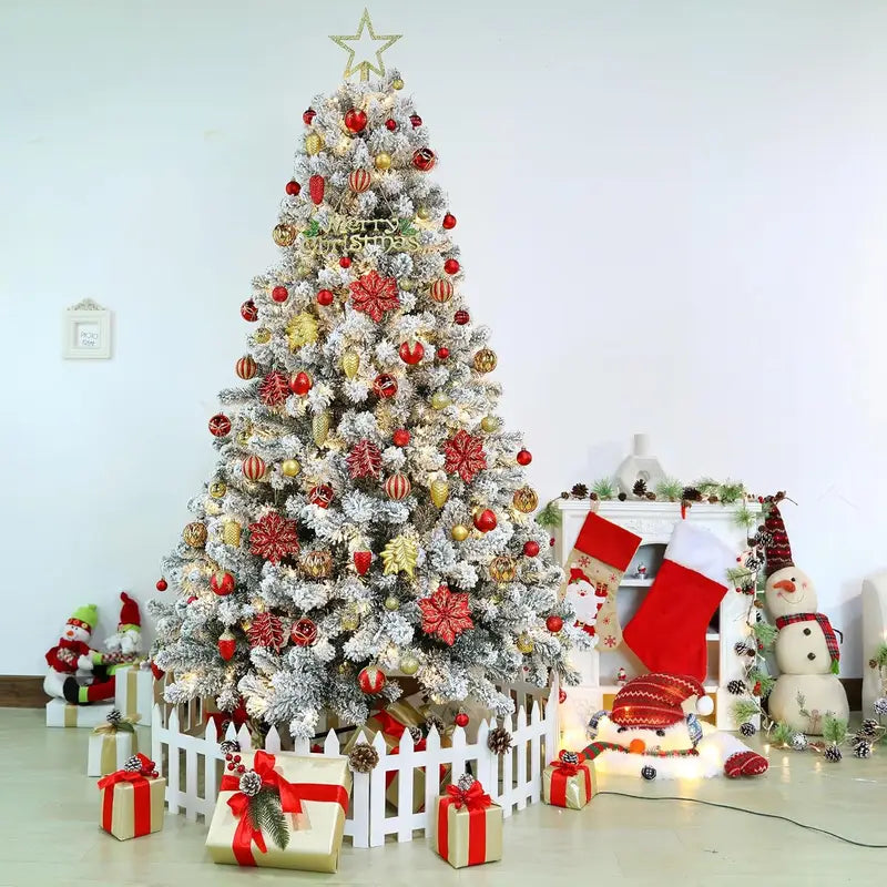 106 Piece Red Gold Christmas Decoration Ornaments Set Baubles Tree Topper Hooks Included