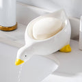 Duck Shaped Self Draining Soap Dish Plastic Bathroom Soap Holder with Waterfall Drain