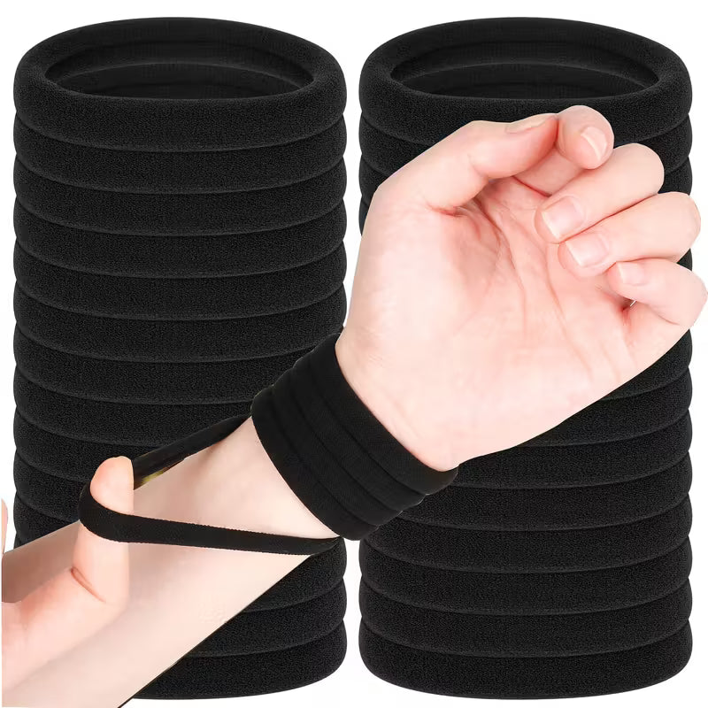 50 PCS Black Polyester Hair Scrunchies High Elastic Ponytail Holders