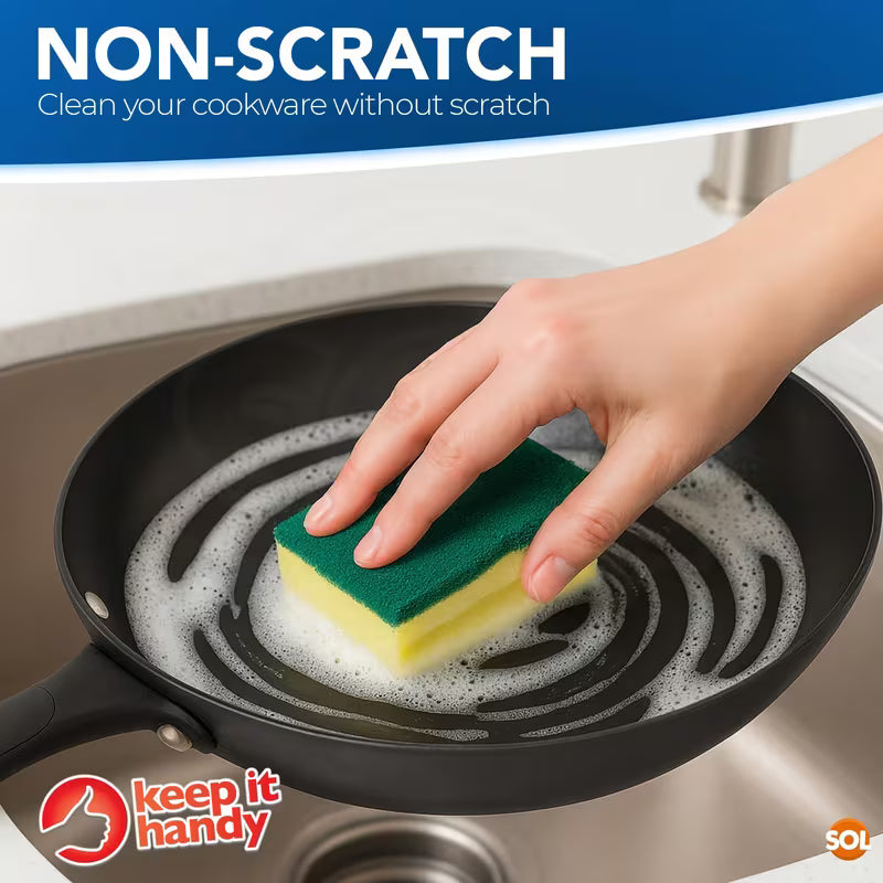 10 Pack Kitchen Sponges with Finger Grip Heavy Duty Non Scratch Dishwashing Sponges