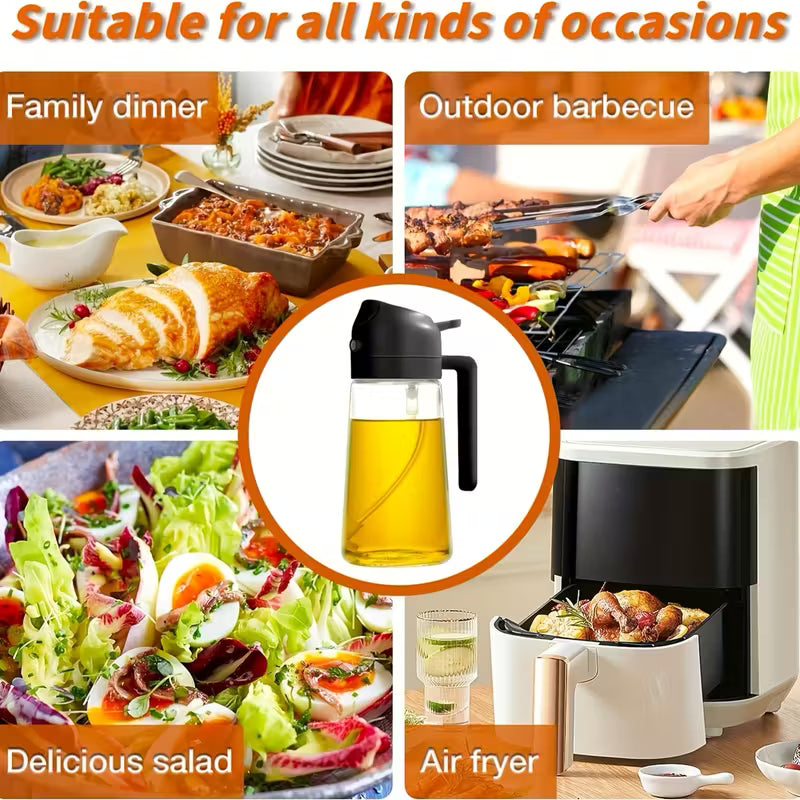 Oil Spray Bottle 470ML Plastic Kitchen Oil Bottle for Cooking BBQ Air Fryer Baking