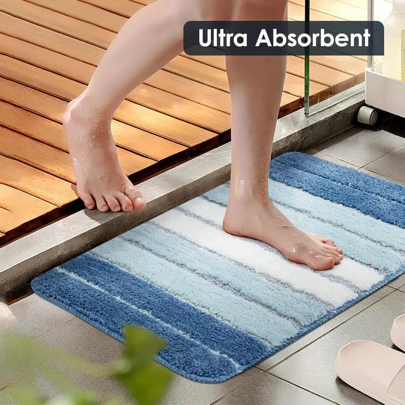 Plush Shaggy Bath Mat Super Soft Microfiber Non Slip Rubber Backing Machine Washable Rug