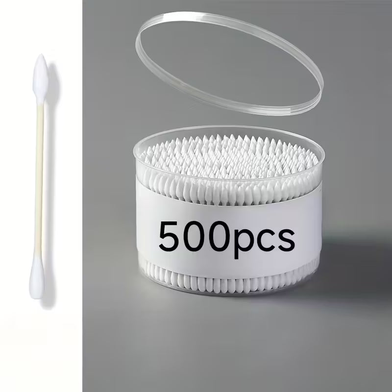 500 Double Ended Bamboo Cotton Swabs One Rounded End One Pointed End Unscented Eco Friendly Skincare Cosmetic Tools
