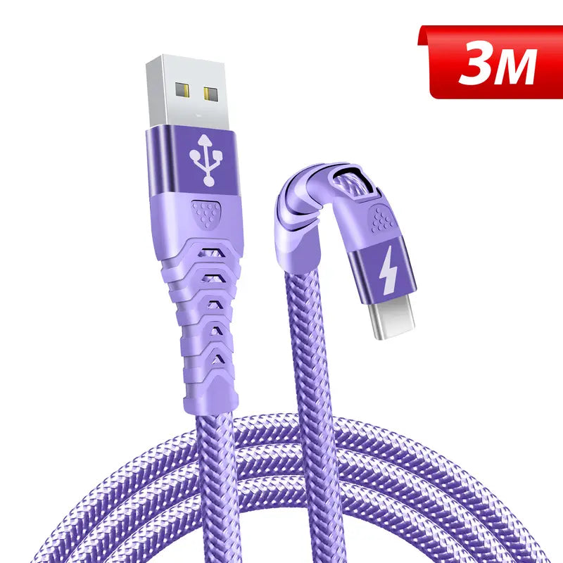 USB C Fast Charging Cable 3m Nylon Braided USB A to Type C Charging Cable