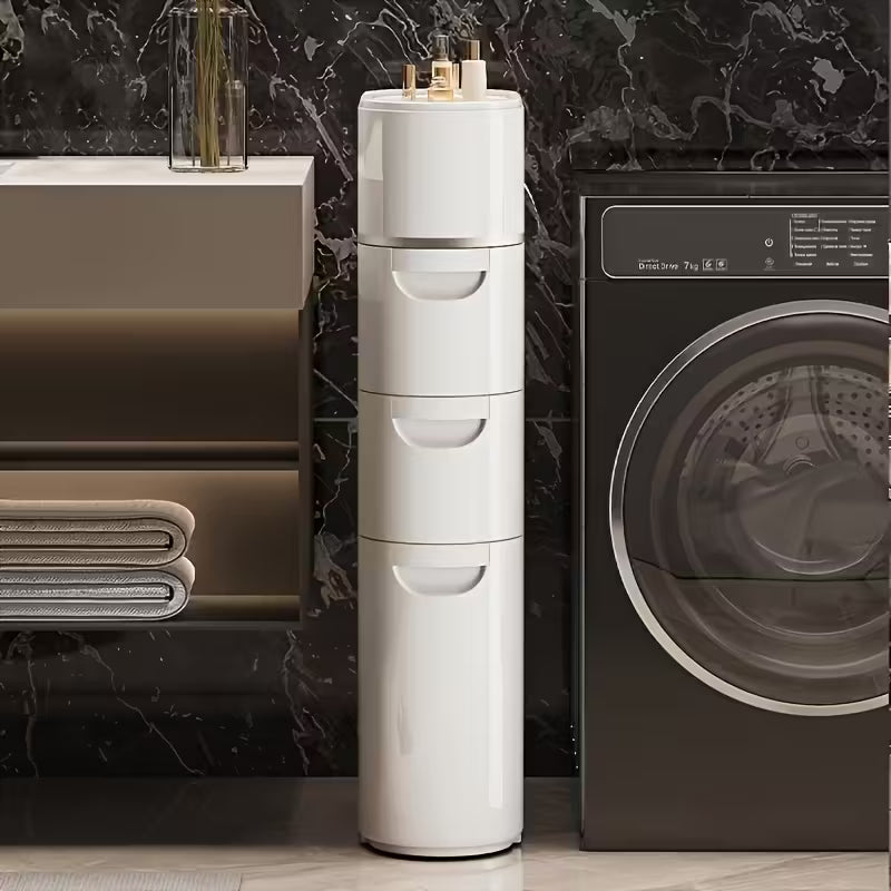 Rolling Storage Cart with Tissue Holder Compact Plastic Shelves for Bathroom Kitchen