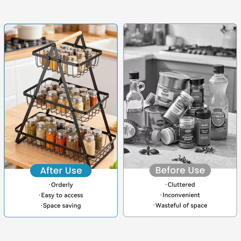 3 Tier Detachable Fruit Vegetable Basket Organizer for Kitchen Home Office