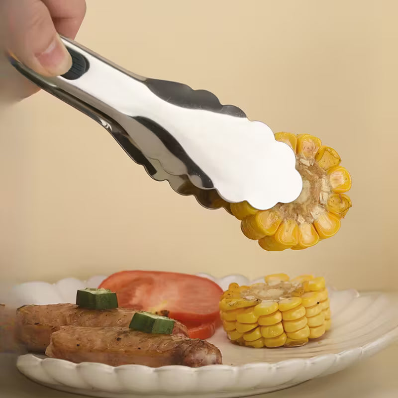 3PCS Stainless Steel Food Tongs with Silicone Handles | Heat Resistant BBQ & Buffet Clips