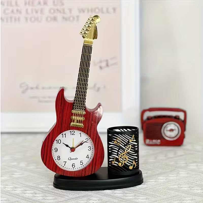 Creative Unique Violin Shaped Alarm Clock with Pen Holder Pack of 2