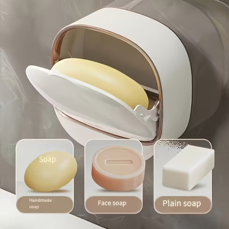 Luxury Wall Mounted Leak Proof Soap Dish with Lid Tray Elegant Design