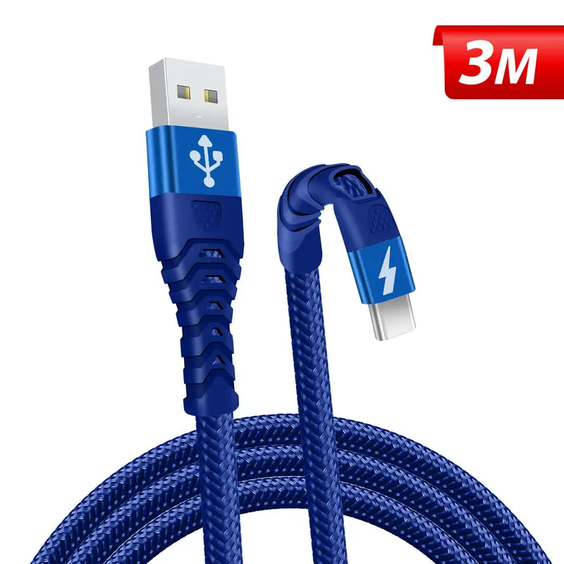 USB C Fast Charging Cable 3m Nylon Braided USB A to Type C Charging Cable