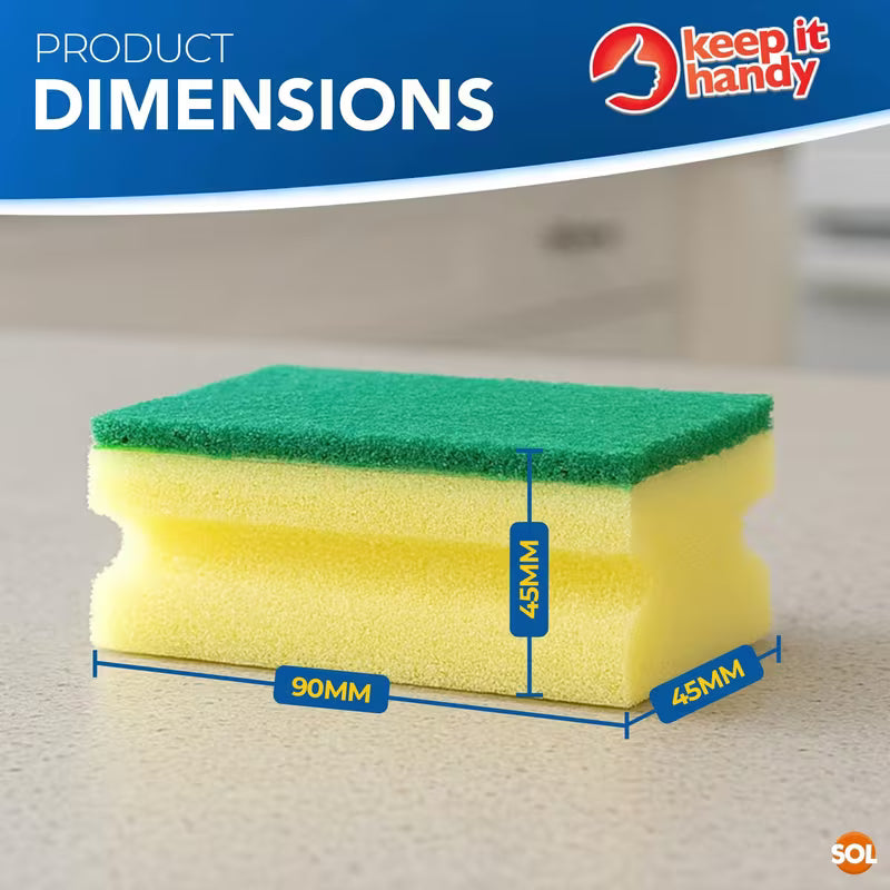 10 Pack Kitchen Sponges with Finger Grip Heavy Duty Non Scratch Dishwashing Sponges
