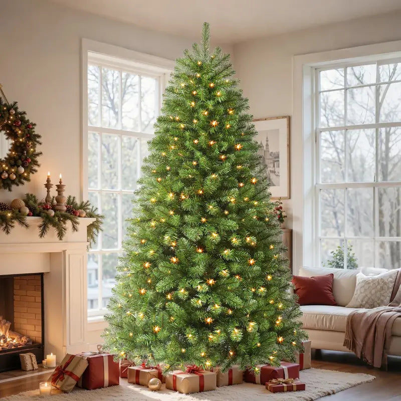 Pre Lit Christmas Tree LED Lights Easy Assembly Indoor Christmas Décor
