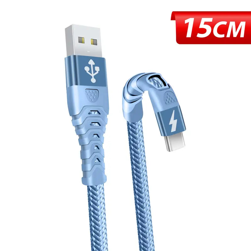 USB C Fast Charging Cable 15 cm Nylon Braided USB A to Type C Charging Cable