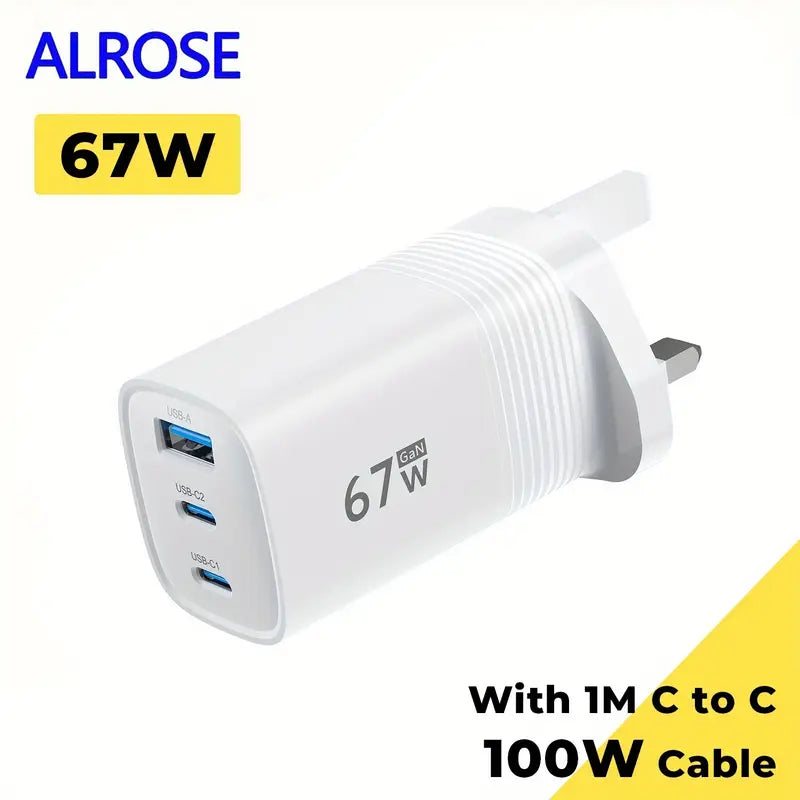 White power adapter with multiple USB ports and ALROSE branding on a white background