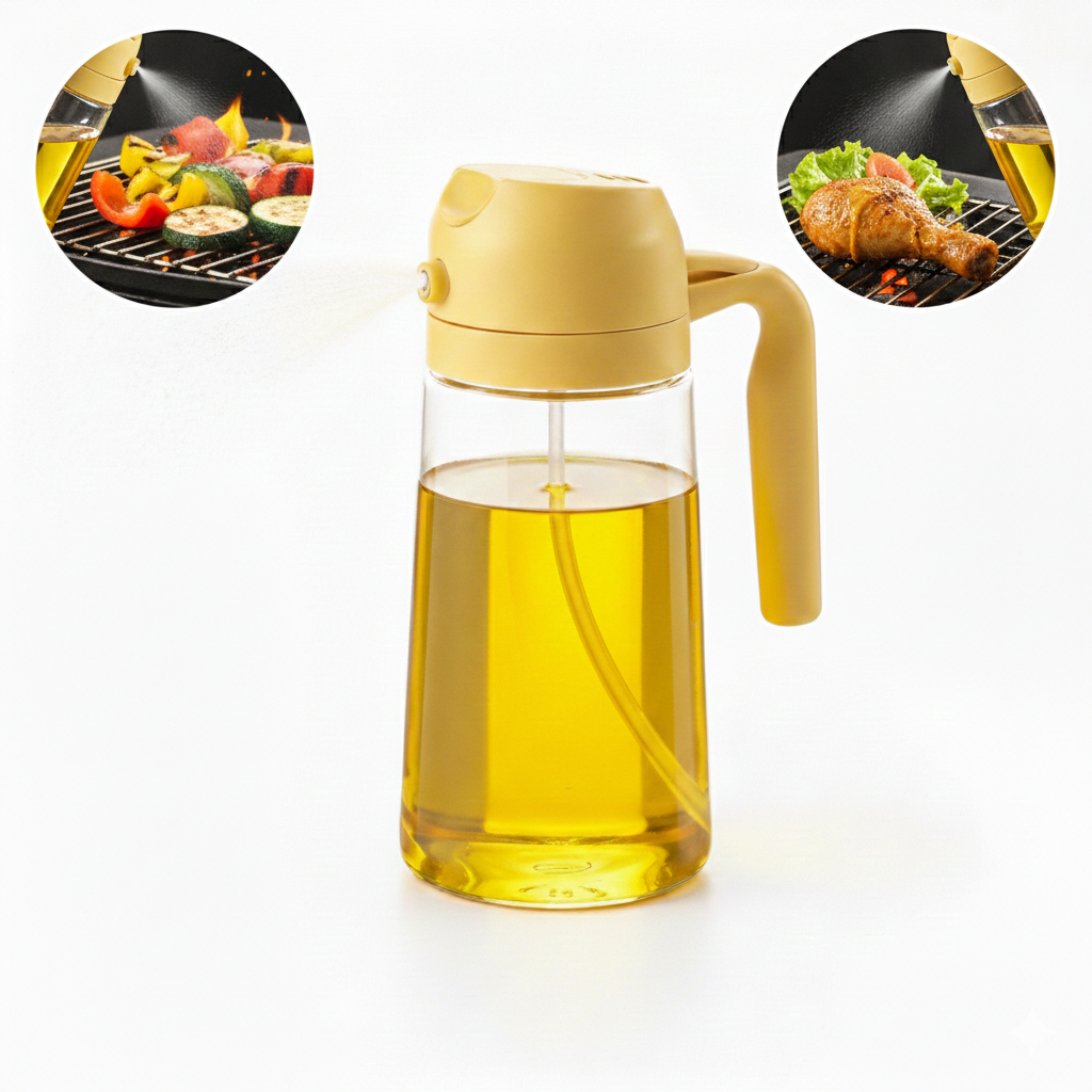 Oil Spray Bottle 470ML Plastic Kitchen Oil Bottle for Cooking BBQ Air Fryer Baking