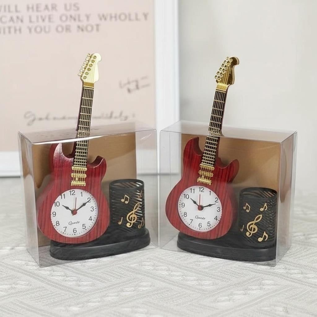 Creative Unique Violin Shaped Alarm Clock with Pen Holder Pack of 2
