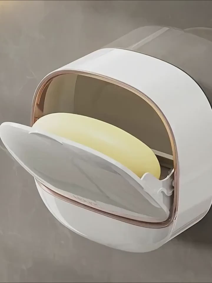 Luxury Wall Mounted Leak Proof Soap Dish with Lid Tray Elegant Design