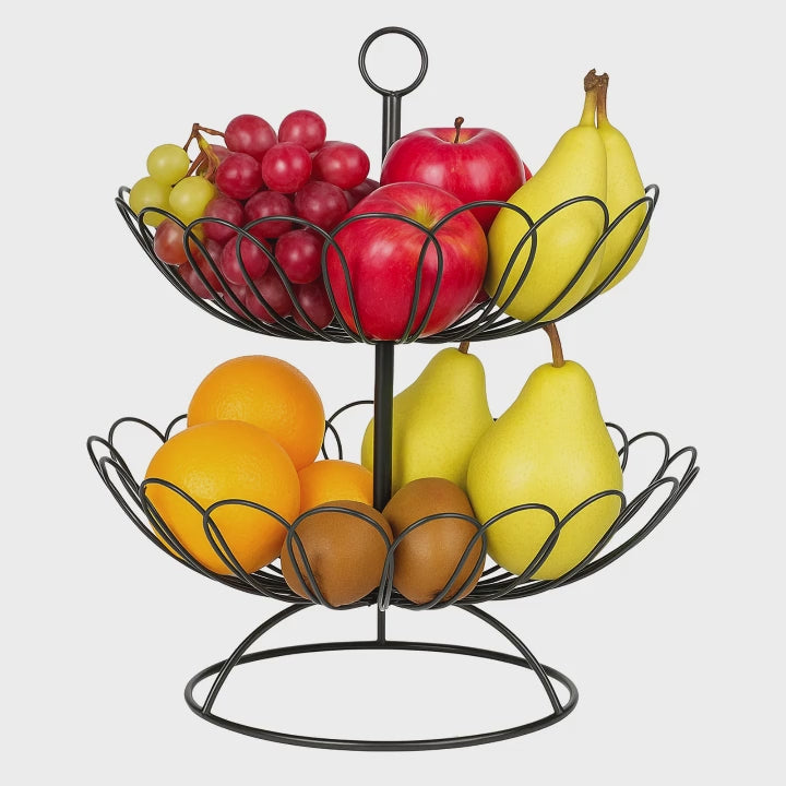 Stainless Steel Fruit Basket Hollow Design for Kitchen Home Office Restaurant Table Decor