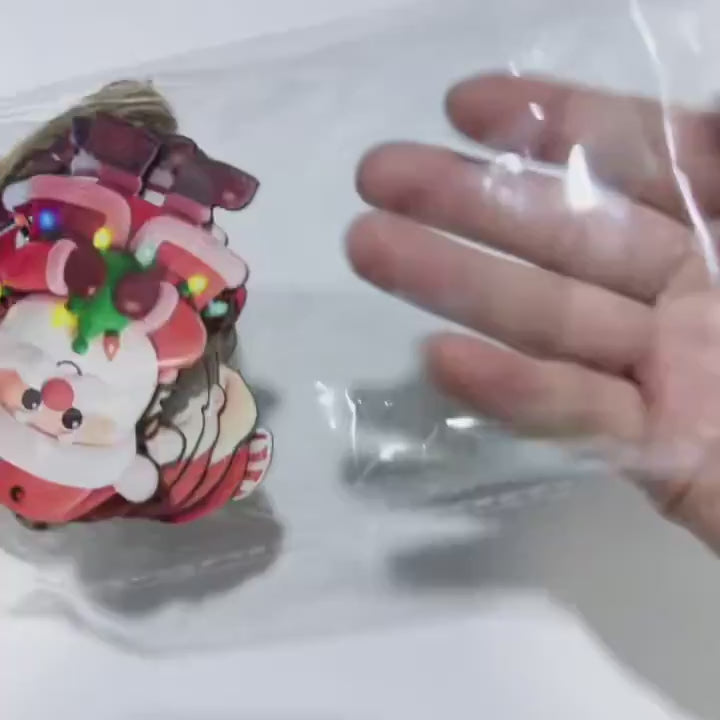 2D German Style Wooden Santa Gingerbread Ornaments 20pcs Vintage Christmas Decor